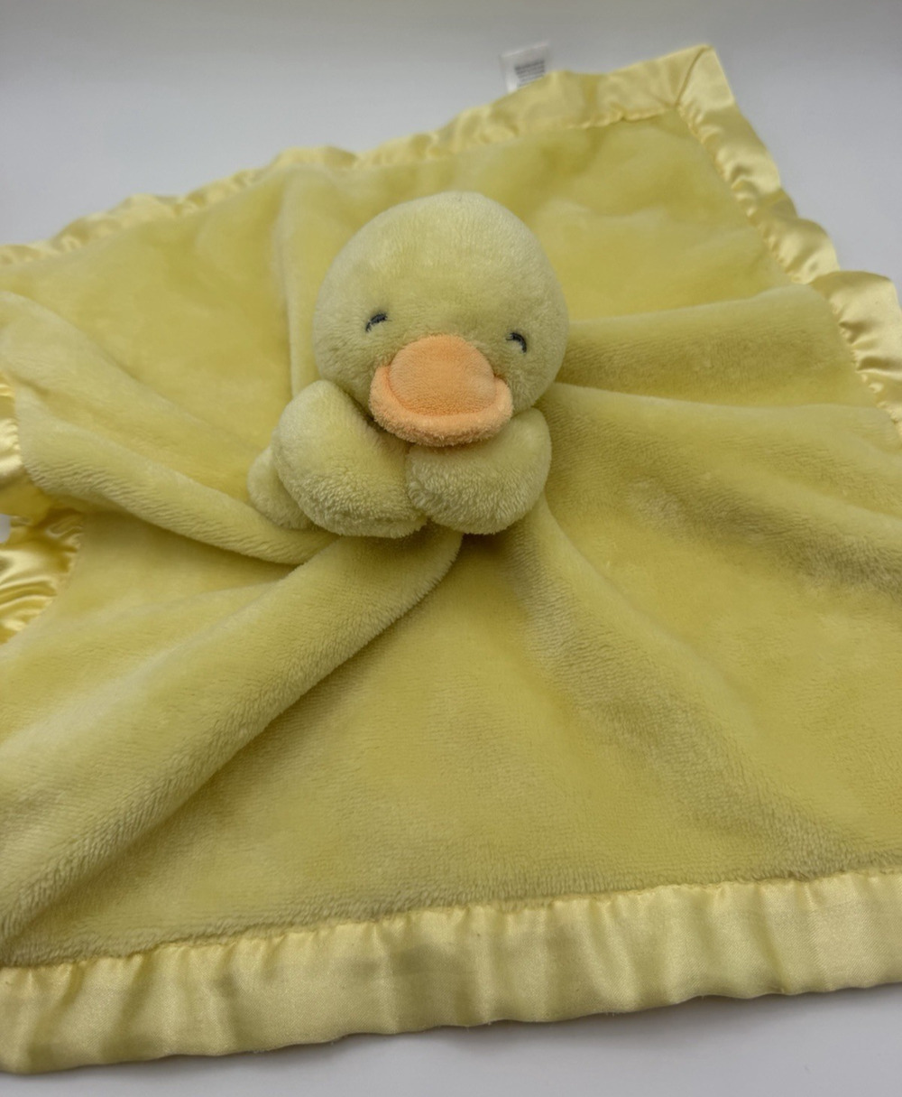 Carters Yellow Duck Baby Security Blanket Lovey Satin Silky Bottom Plush Ducky
